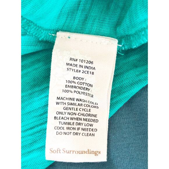 Soft Surroundings Medium Top Green Shirt Short sleeve V Neck Soft Stretchy Tee - Picture 4 of 4